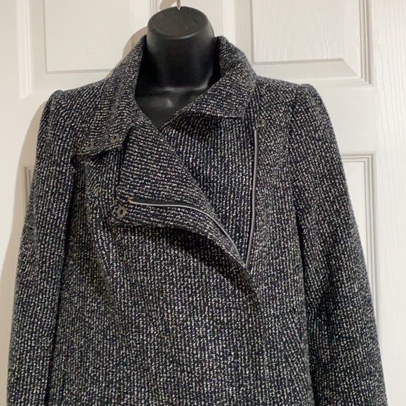 Forenza Jackets & Blazers - Forenza Moto Zip Black & White Tweed Jacket Sz S